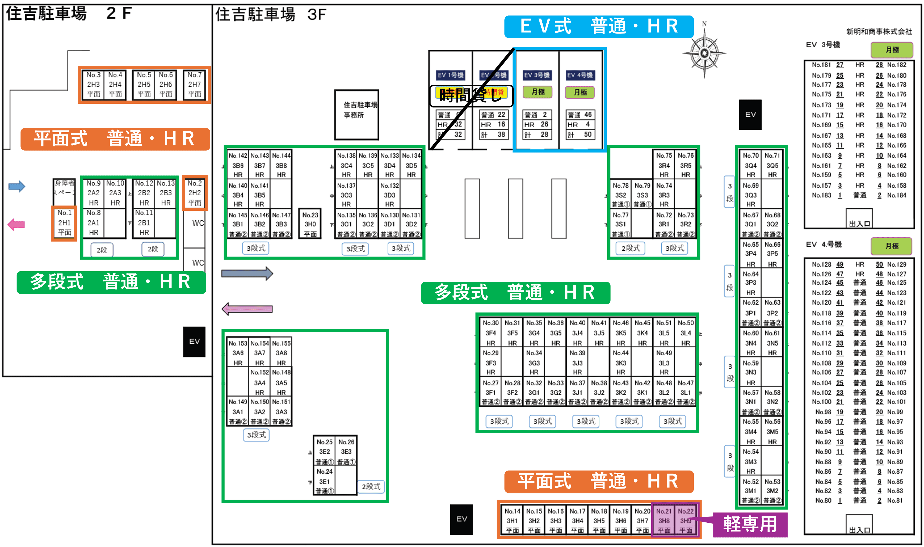 KiLaLa 住吉駐車場の駐車配置図