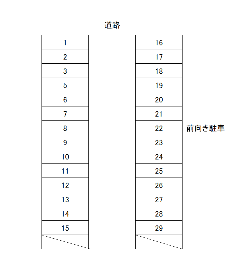 佐藤忠雄 駐車場の駐車配置図