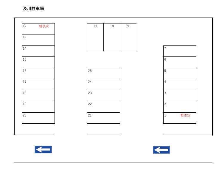 及川駐車場の駐車配置図