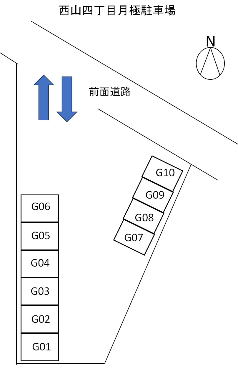 西山四丁目月極駐車場の駐車配置図