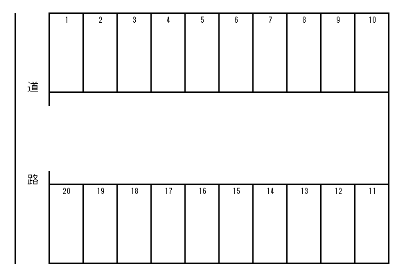 本野北浦玉蔵寺駐車場の駐車配置図