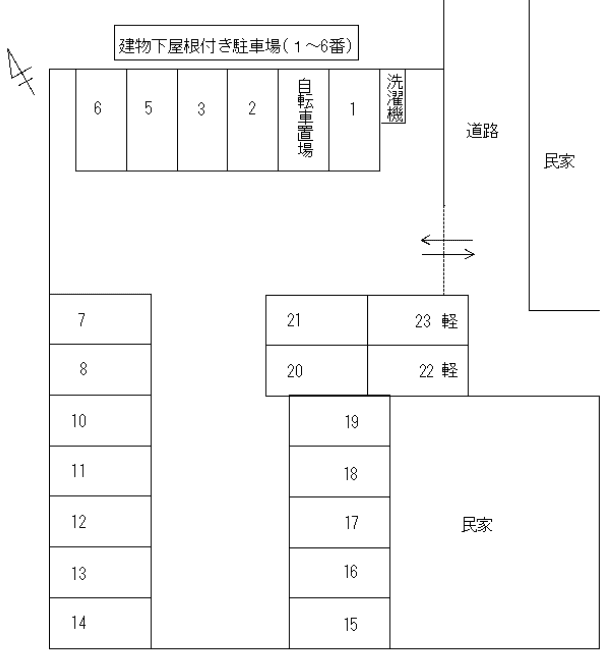 フィオーレ一身田駐車場の駐車配置図