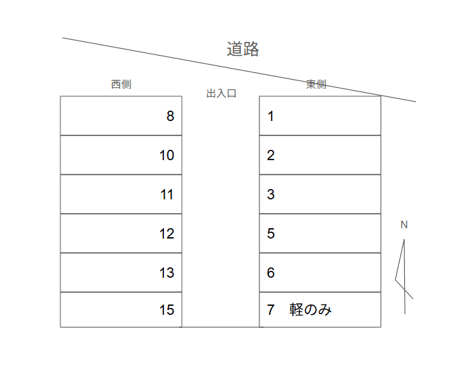 山田新居屋上権現16番駐車場の駐車配置図