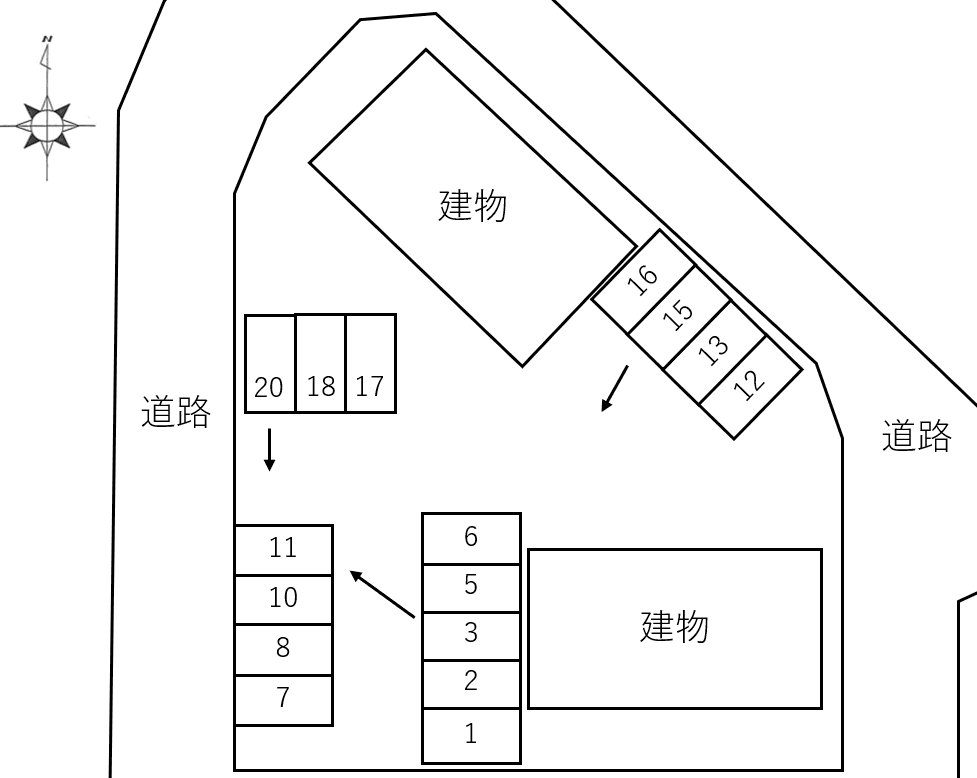 アペリーレ湊Aの駐車配置図