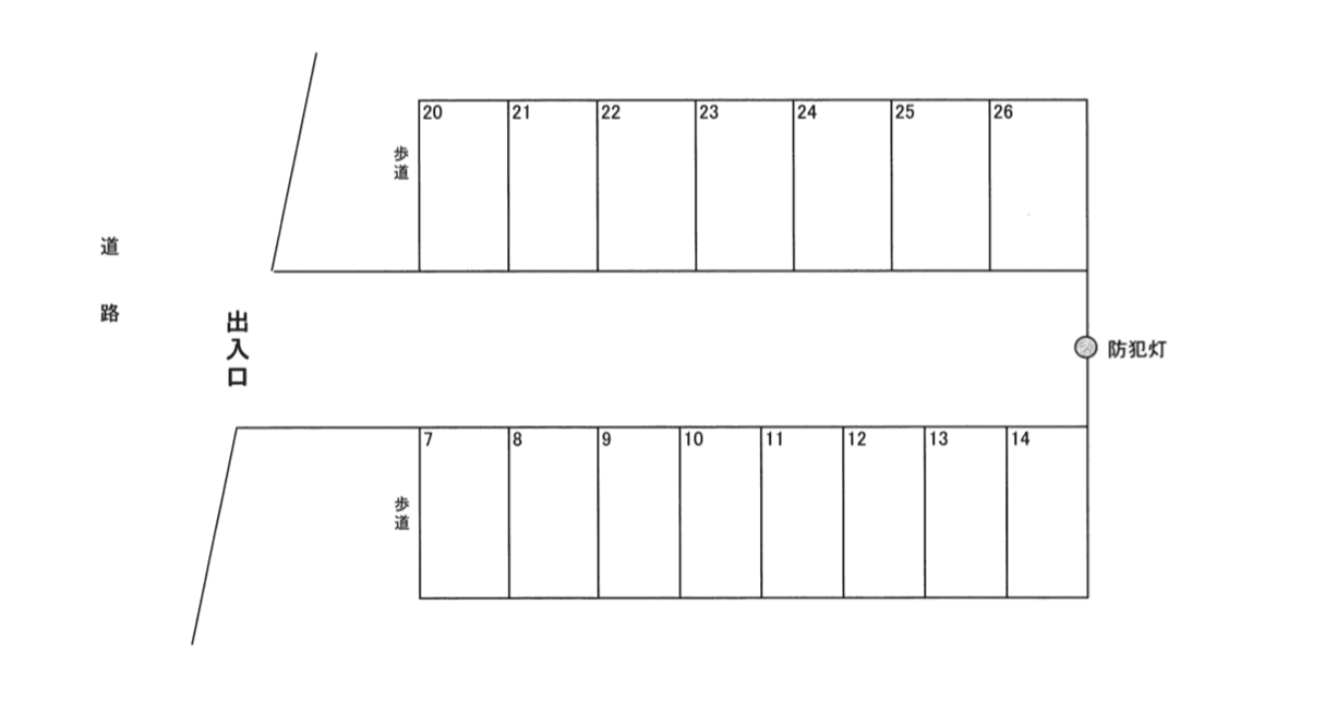 北村(三)第二駐車場の駐車配置図