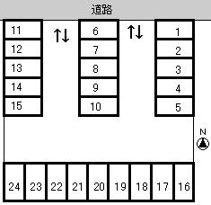 大内パーキングの駐車配置図