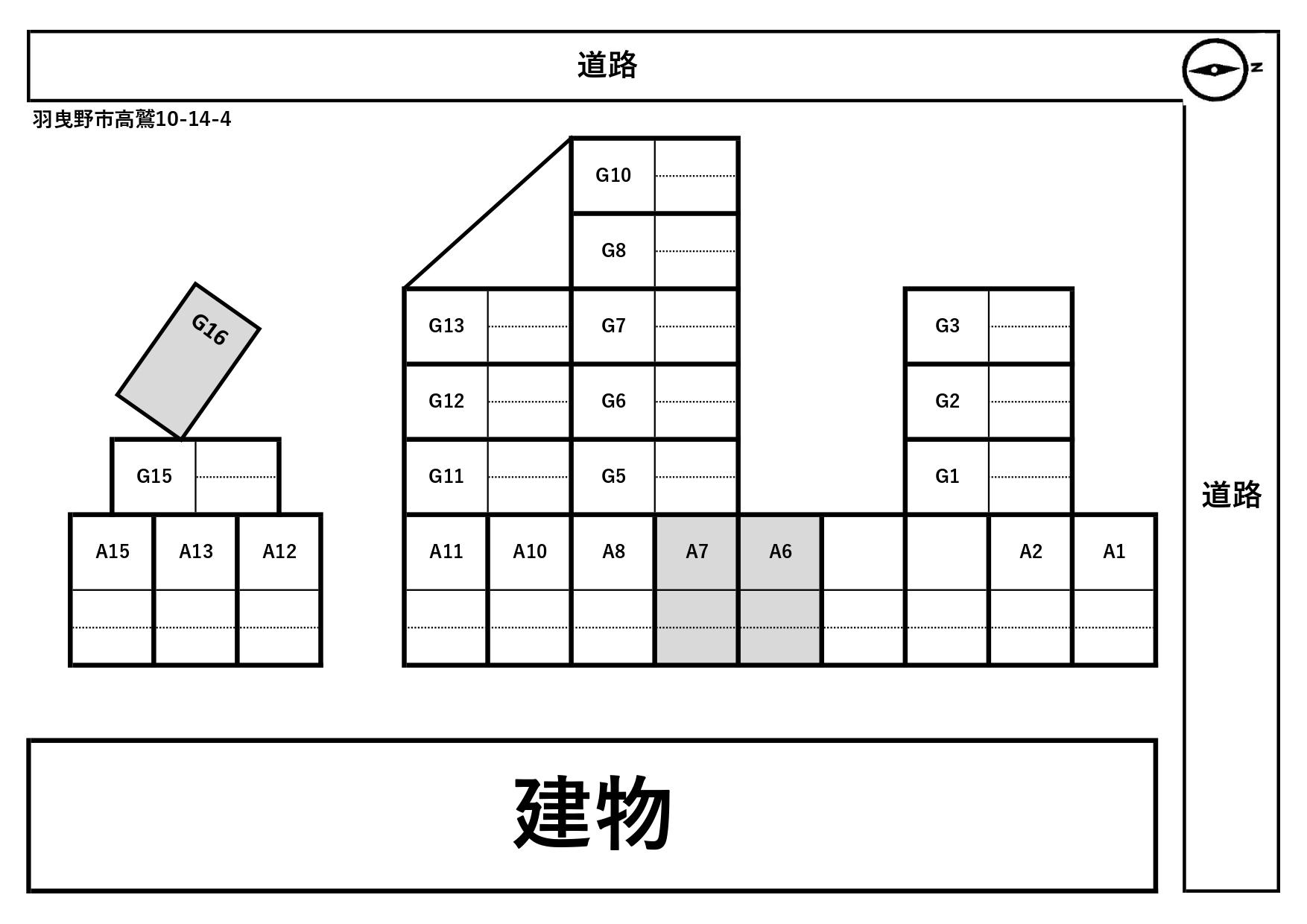 コーポリバーサイド駐車場の駐車配置図