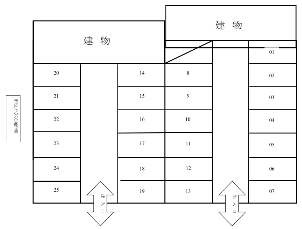 中央6丁目駐車場の駐車配置図