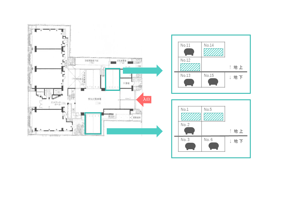 菊川3丁目壱番館駐車場の駐車配置図