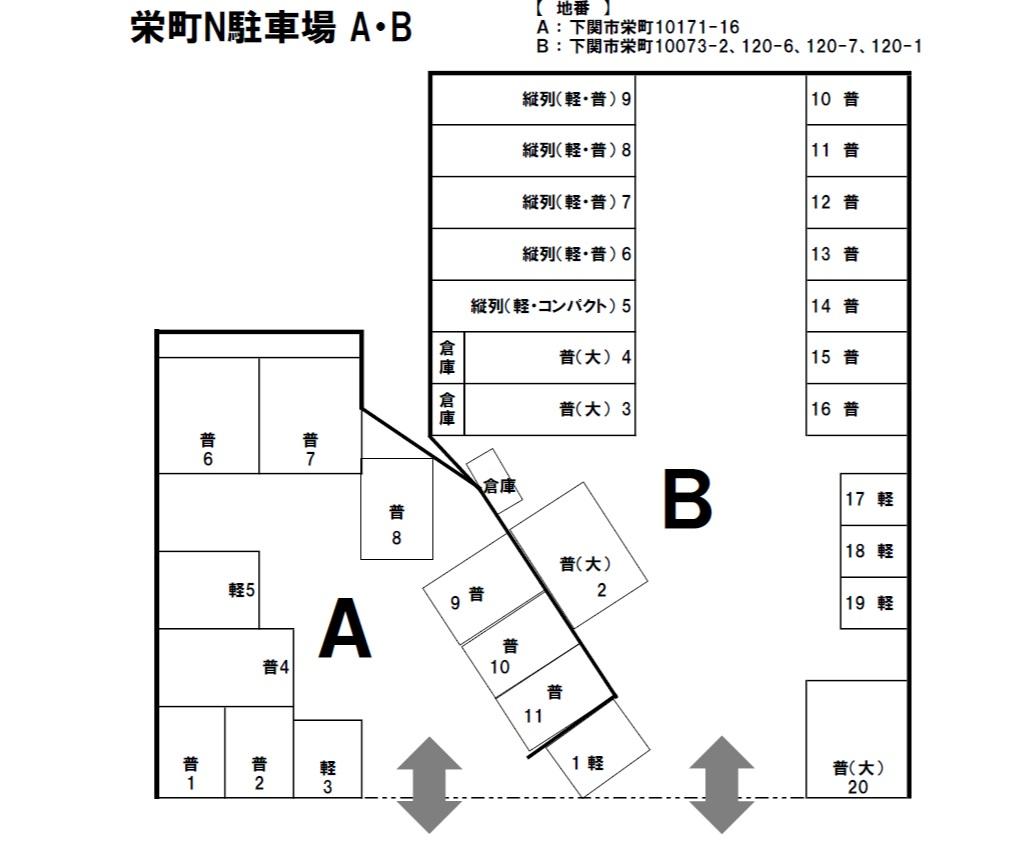 栄町N駐車場Aの駐車配置図