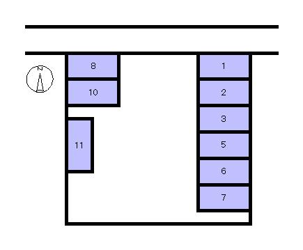 岡田モータープールの駐車配置図