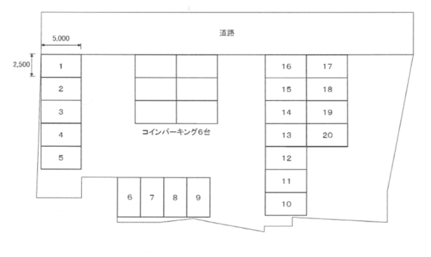 天王第2駐車場の駐車配置図