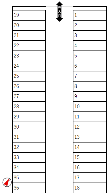大字二丁目協和工業駐車場の駐車配置図