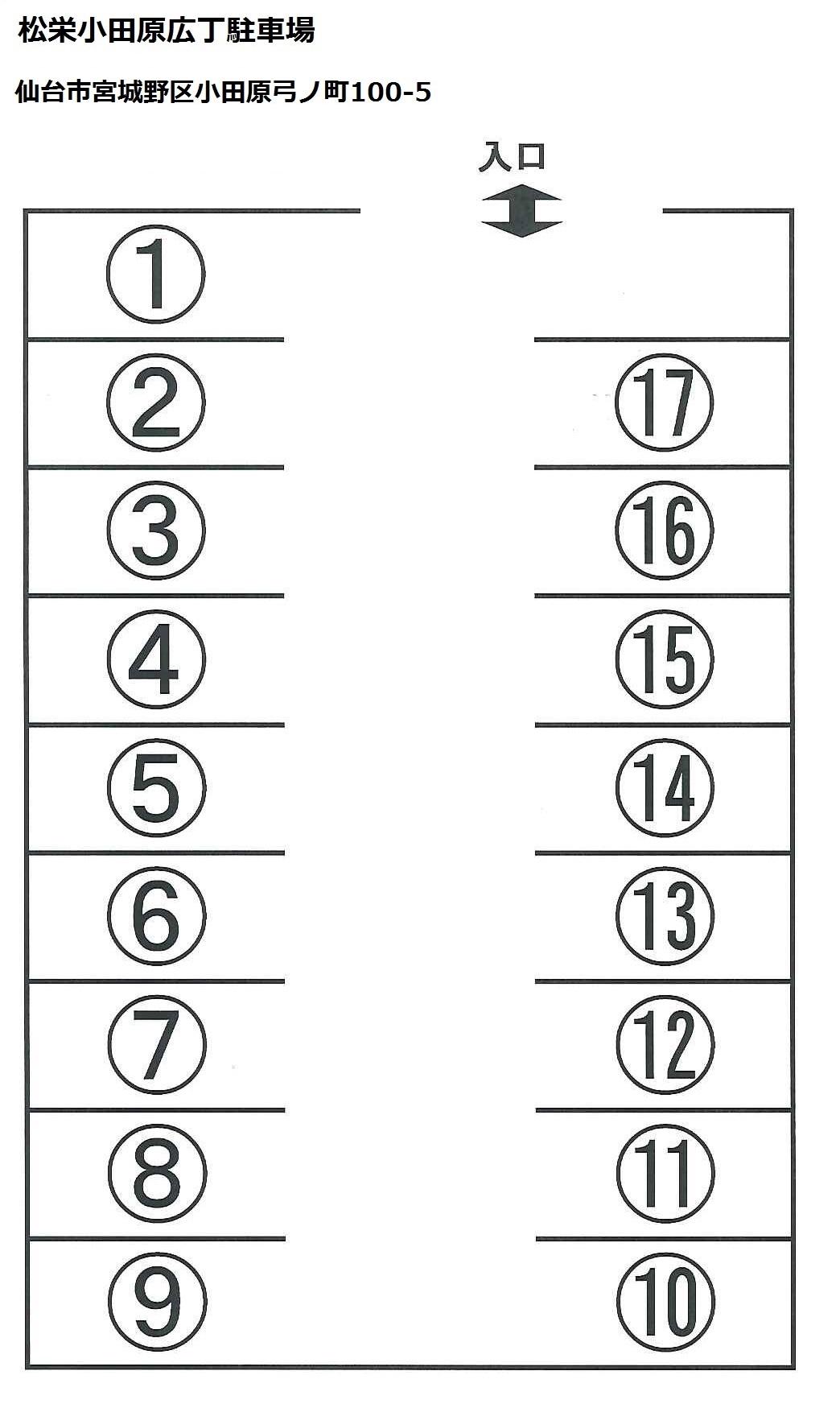 松栄小田原広丁駐車場の駐車配置図