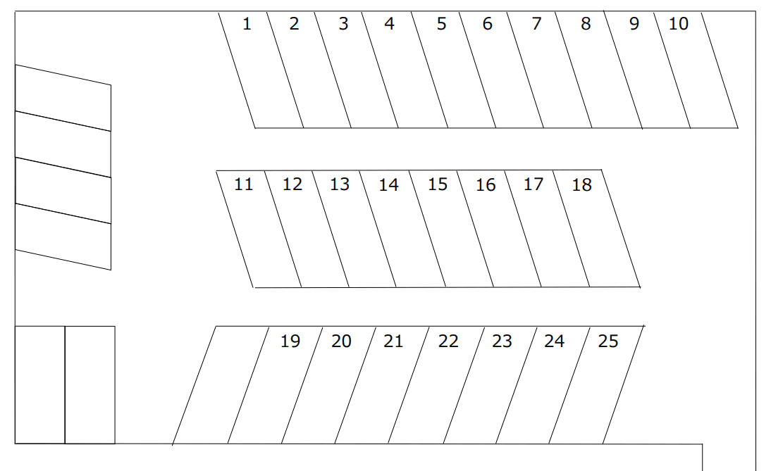 会瀬パーキングの駐車配置図