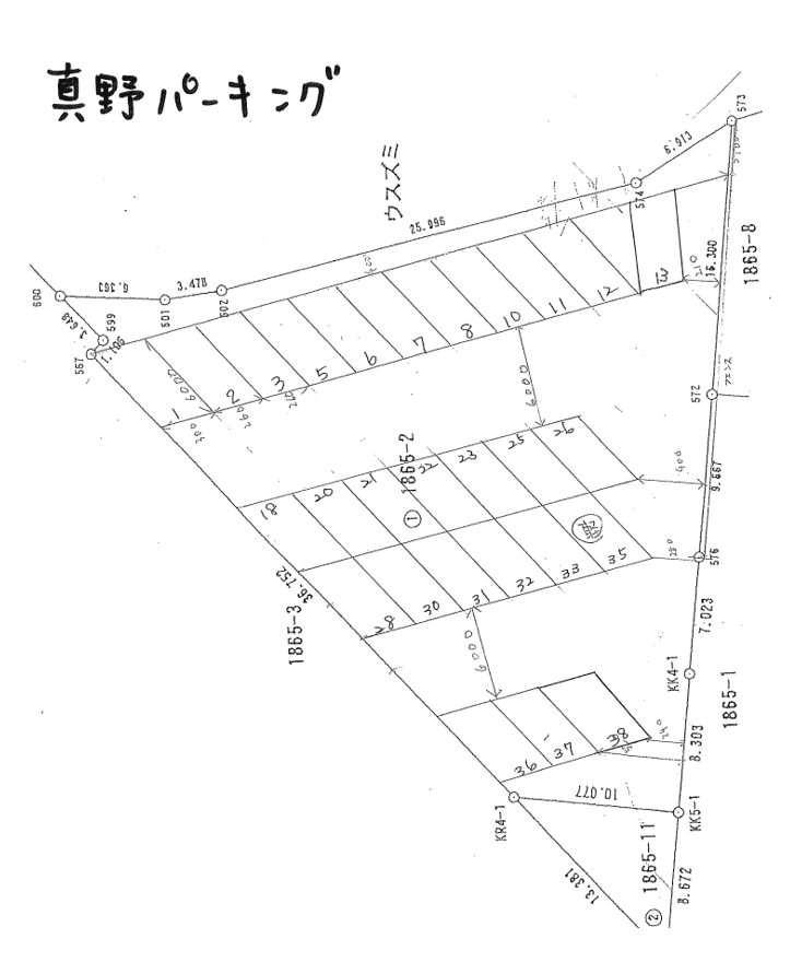 真野パーキングの駐車配置図