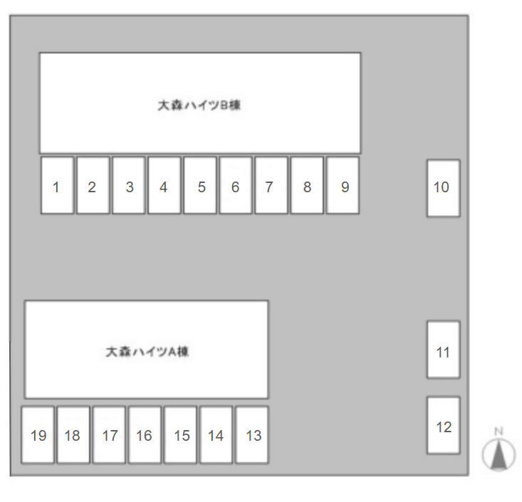 大森ハイツA・B棟パーキングの駐車配置図