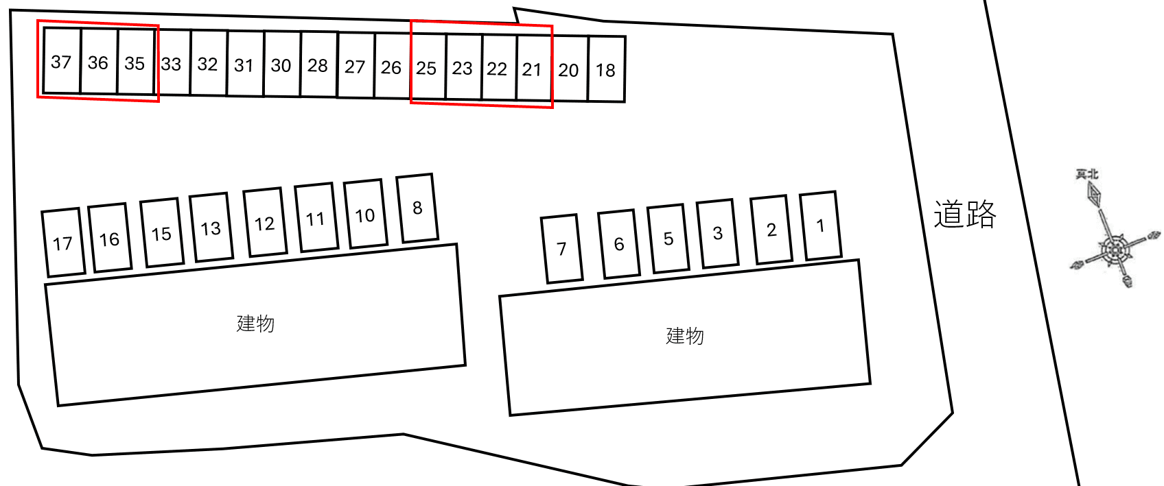 Chocolat A・B別駐車場の駐車配置図