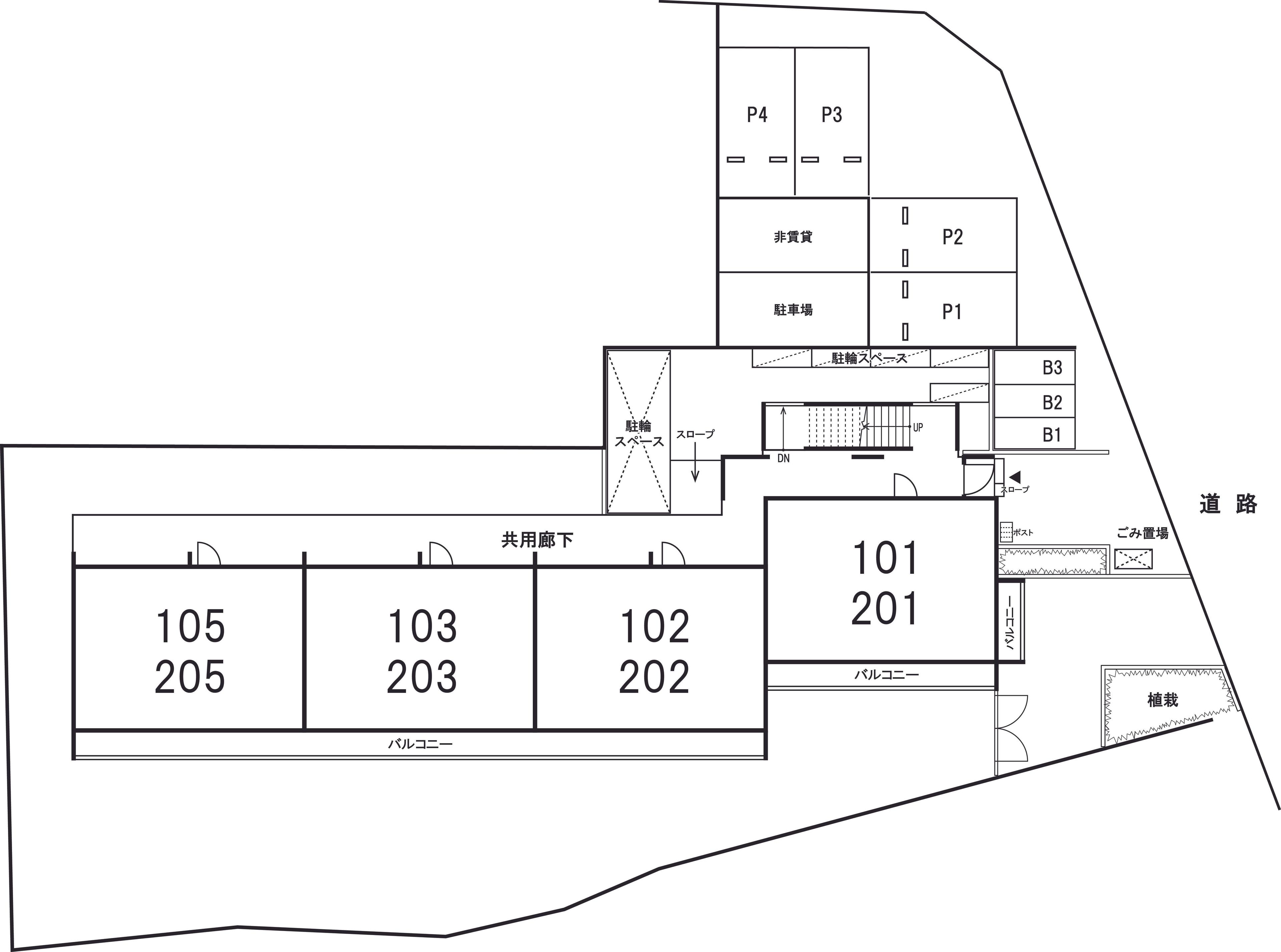 リブリ・サンモールの駐車配置図
