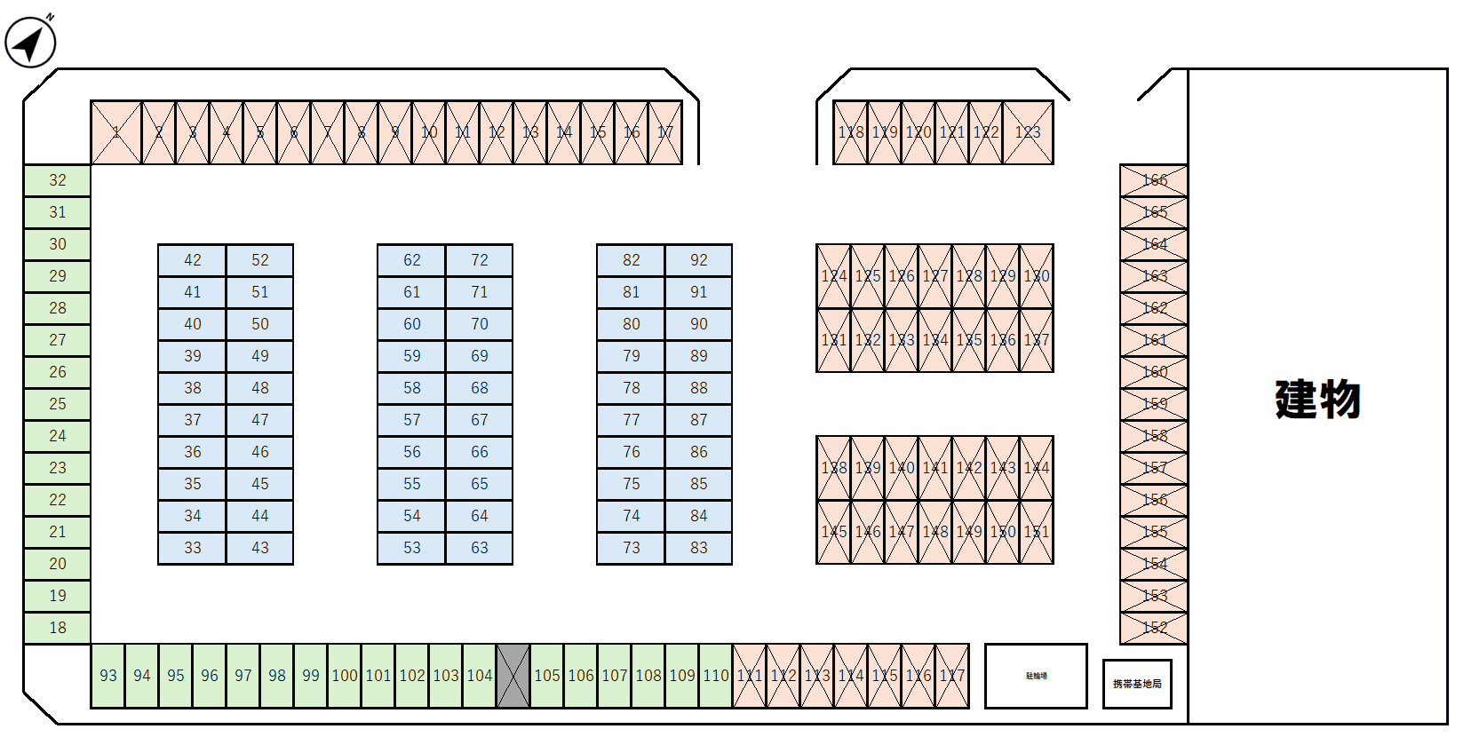 トヨタカローラ山口周陽2丁目駐車場の駐車配置図