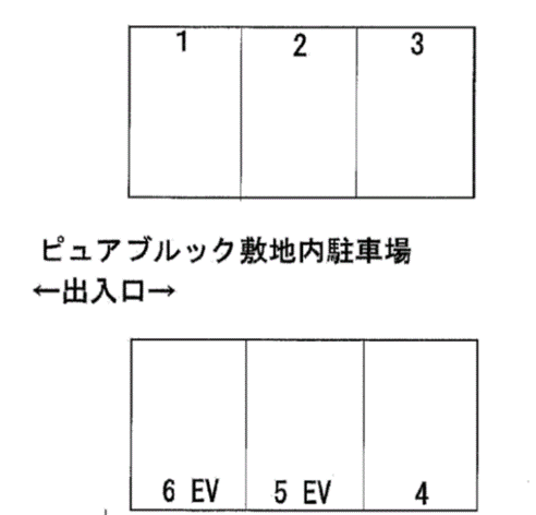 ピュアブルック敷地内駐車場の駐車配置図