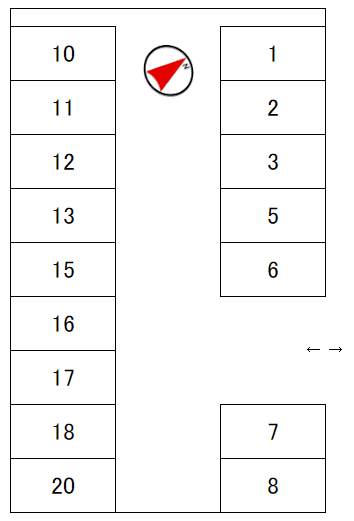 いわはら有料駐車場の駐車配置図