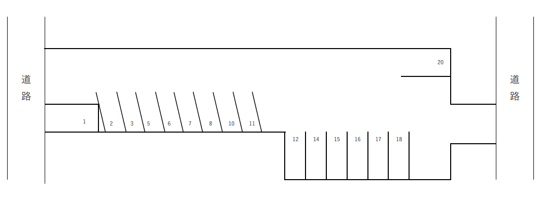 しまんとパーキング中村京町一丁目18番の駐車配置図