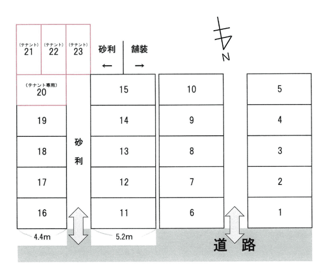 本町立花駐車場の駐車配置図