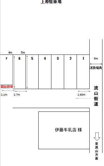 上原駐車場の駐車配置図