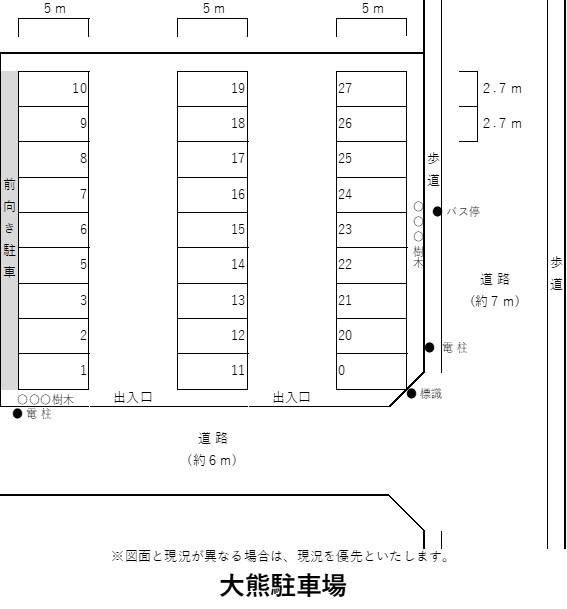 大熊駐車場の駐車配置図