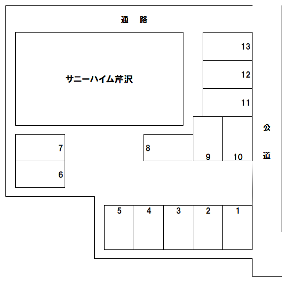 芹沢駐車場の駐車配置図
