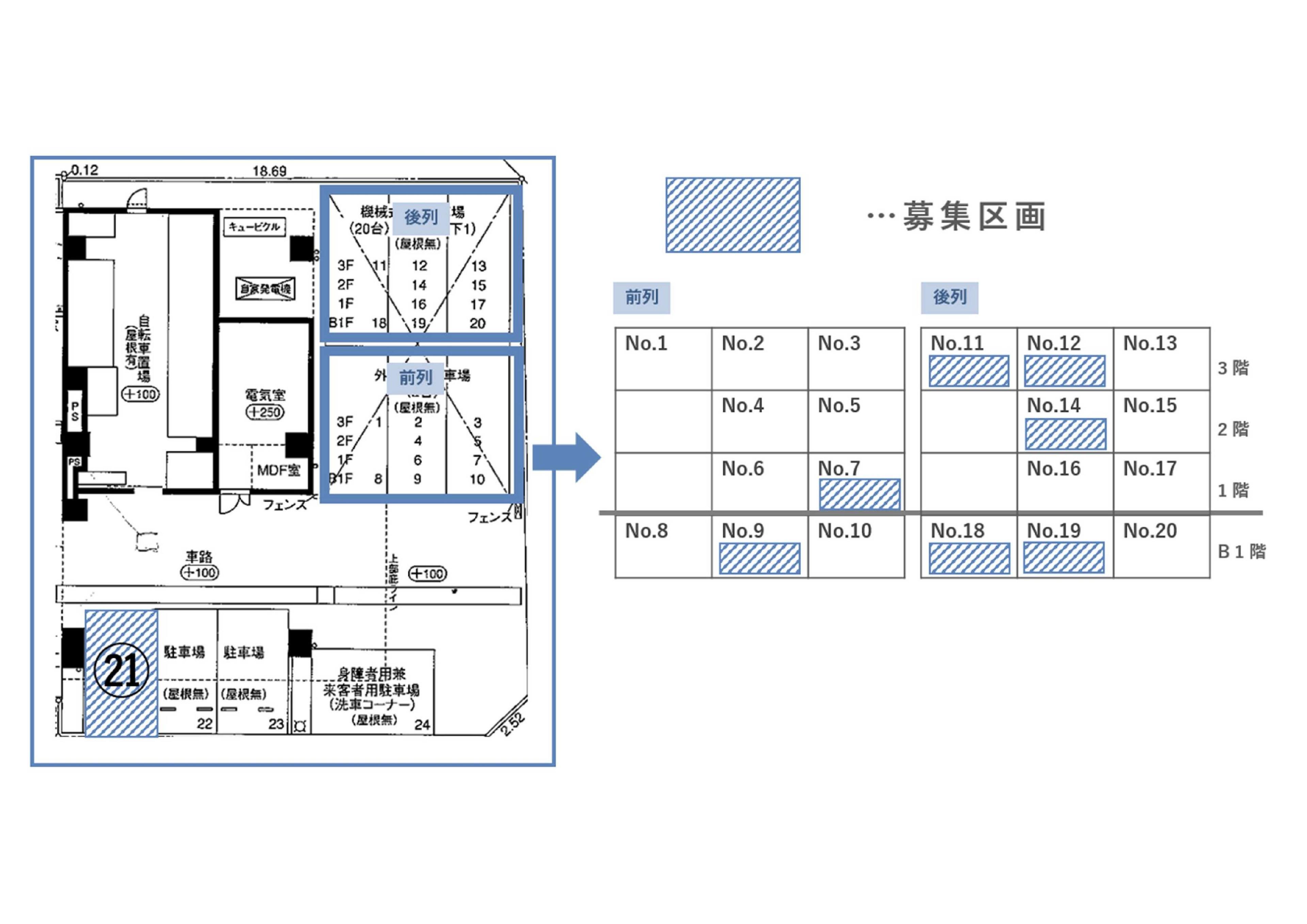 西魚屋町617番地駐車場の駐車配置図