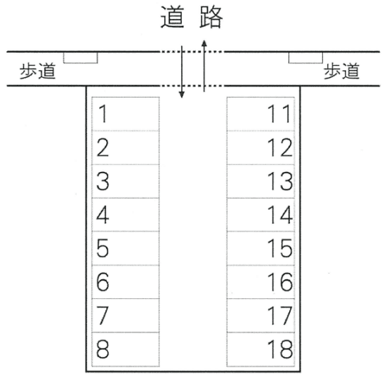 竹園第一駐車場の駐車配置図