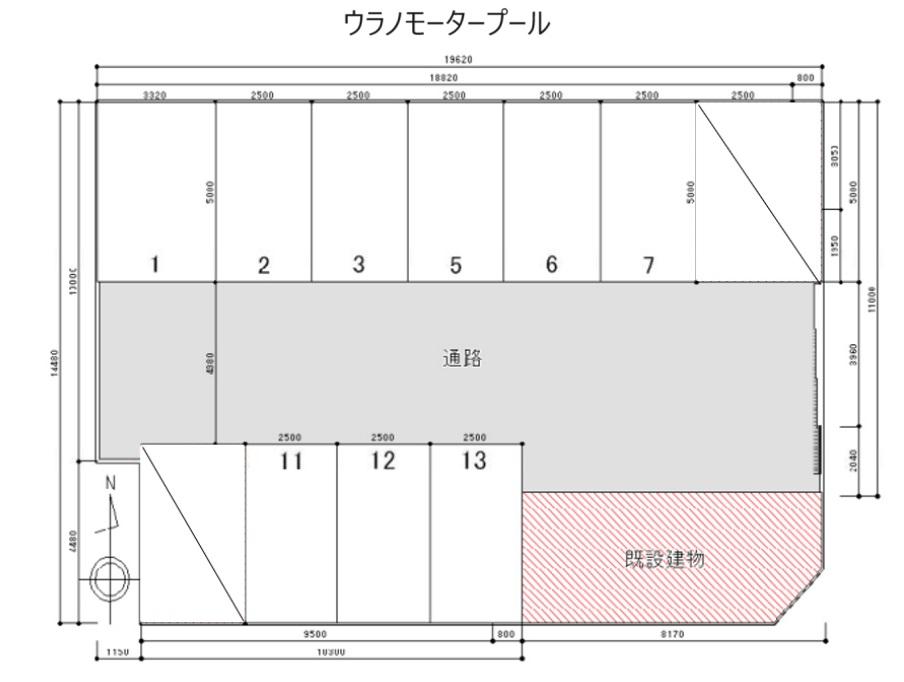 ウラノモータープールの駐車配置図