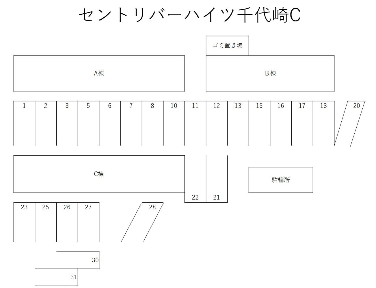 セントリバーハイツ千代崎Cの駐車配置図