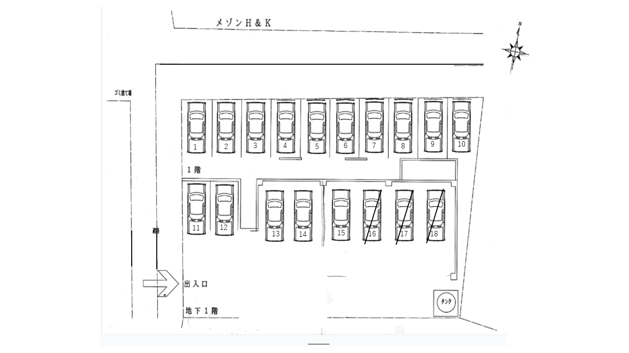 メゾンH&Kの駐車配置図