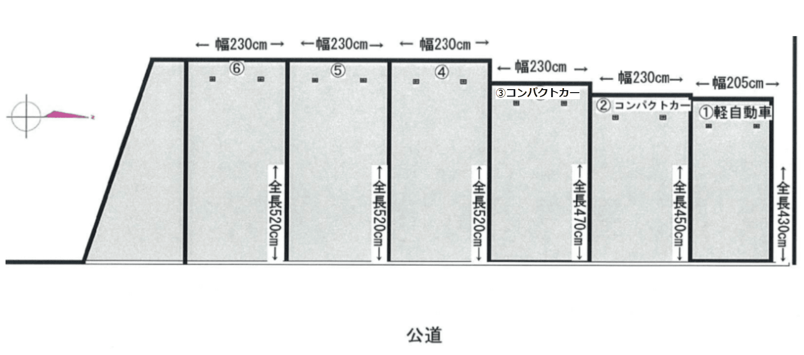 プレザージュ駐車場の駐車配置図