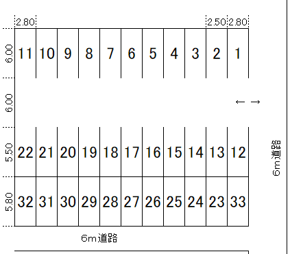 久保有料駐車場の駐車配置図