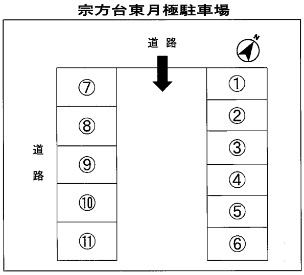 宗方台東月極駐車場の駐車配置図