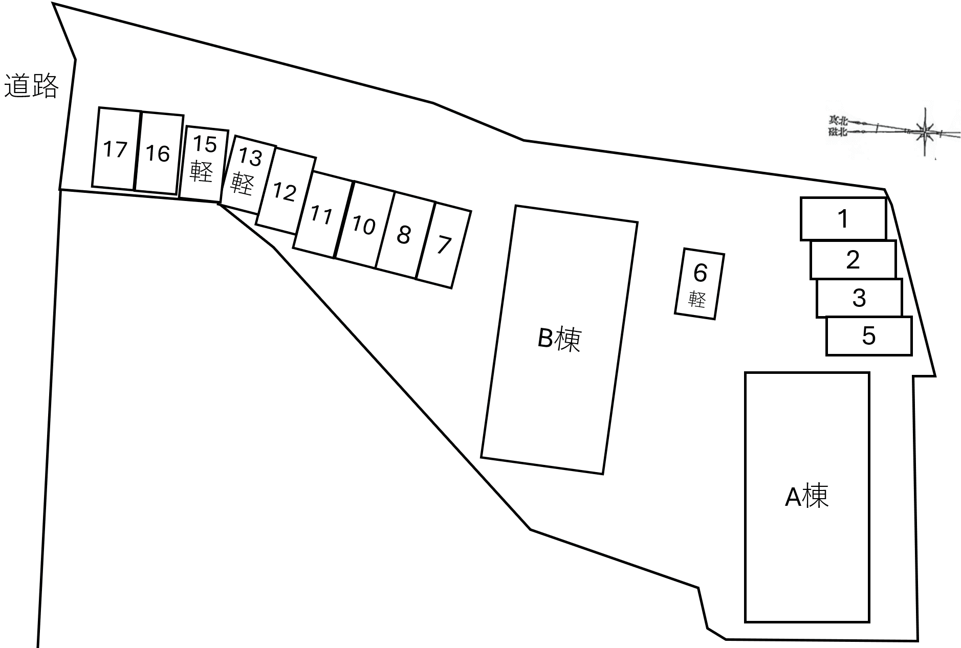 Villa forest A・B別駐車場の駐車配置図