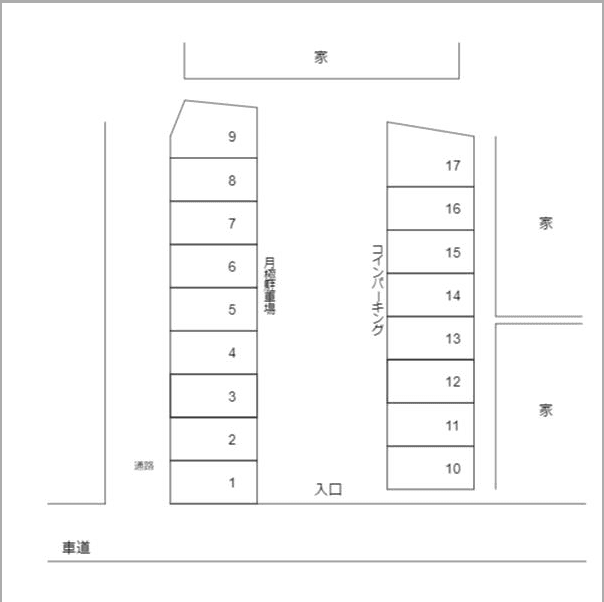 塩浜M・I駐車場の駐車配置図