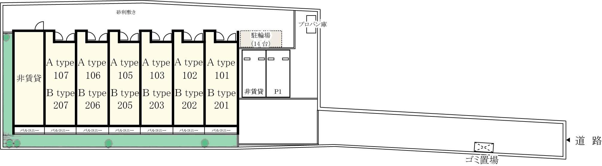 リブリ・La vie en rose駐車場の駐車配置図