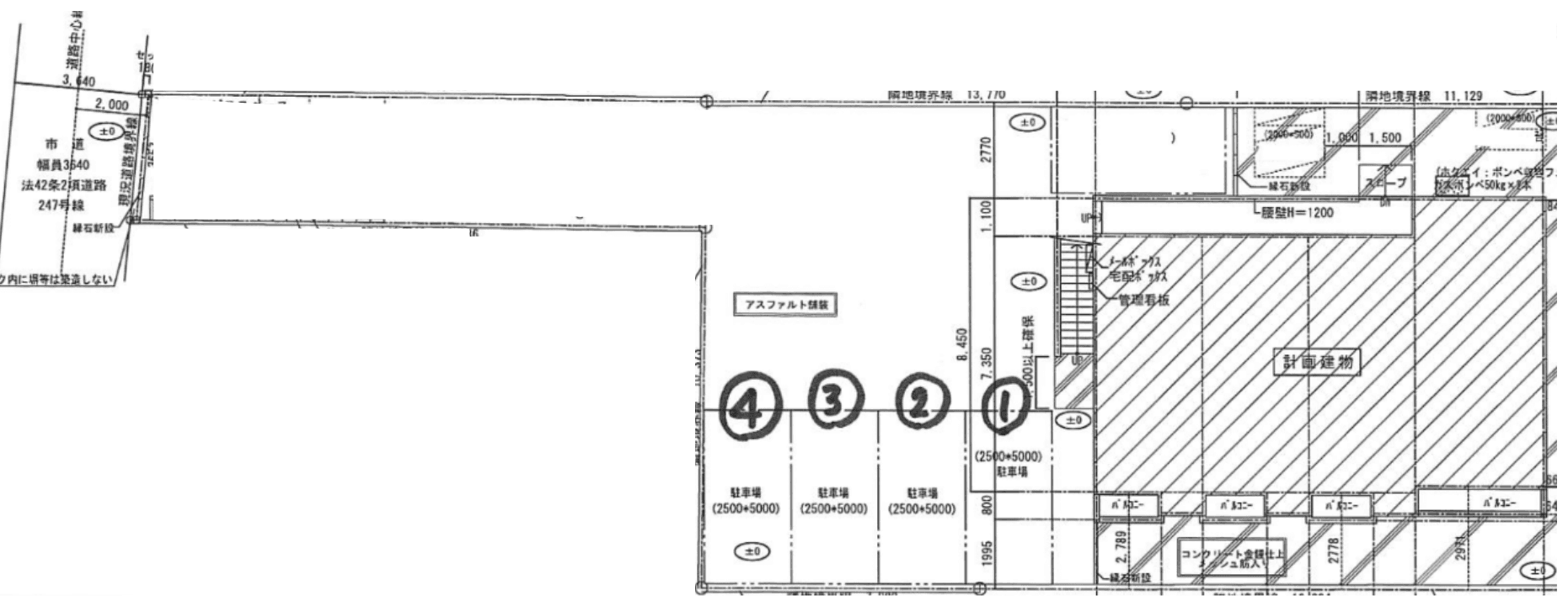 Patina箱崎駅東の駐車配置図