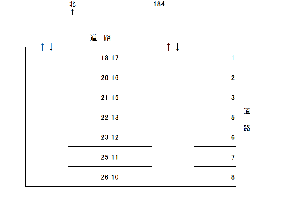 岩倉-184の駐車配置図