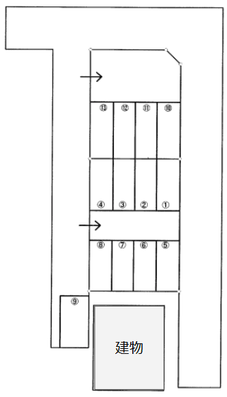 第五グリーンハイムアライ月極駐車場の駐車配置図