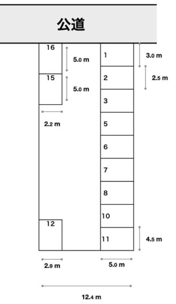石川駐車場の駐車配置図