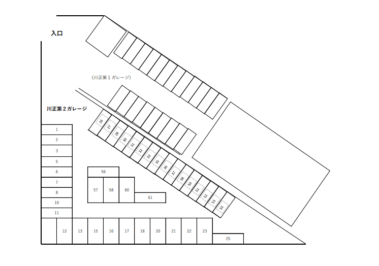 川正第二ガレージの駐車配置図