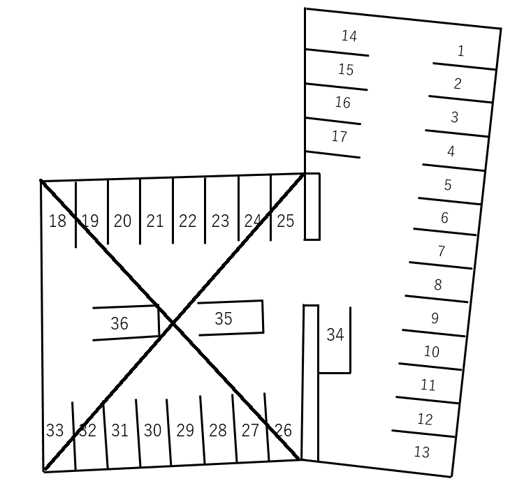 丸六伊藤パーキング南(奥)の駐車配置図