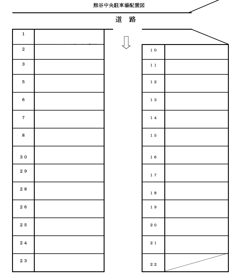 熊谷中央駐車場の駐車配置図
