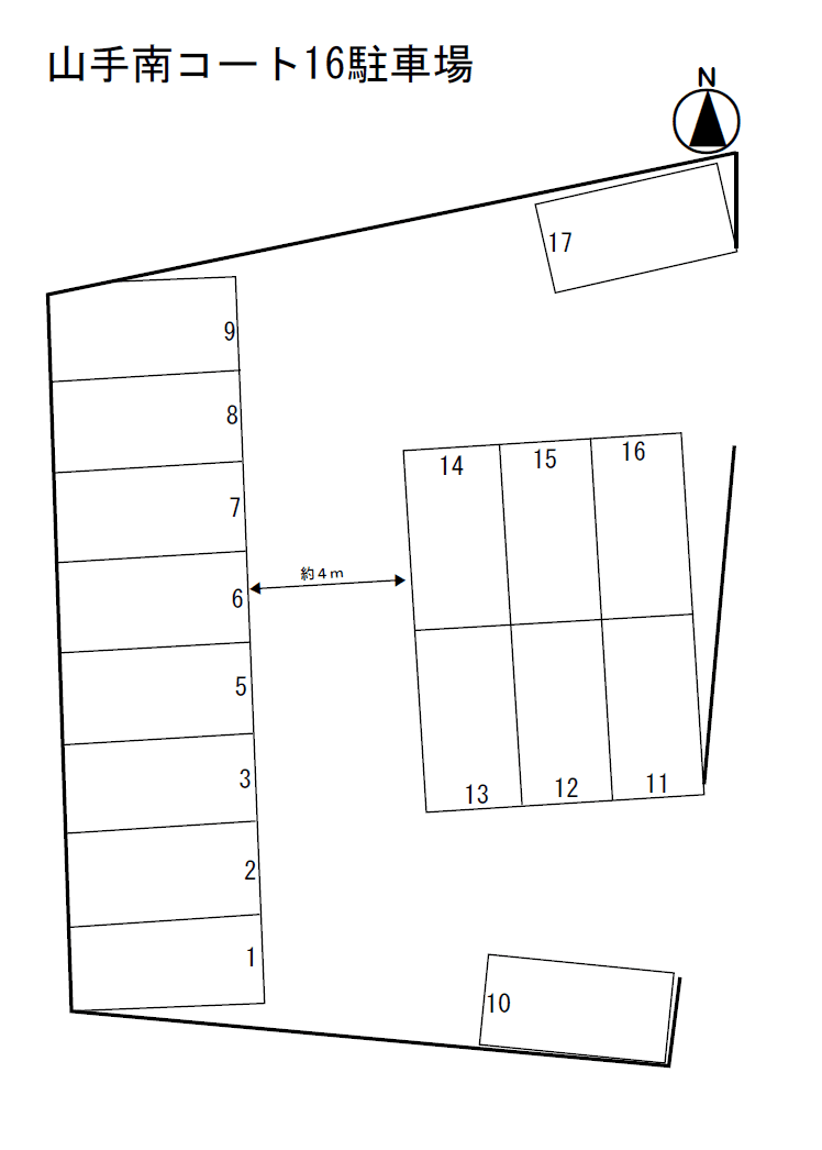 コート16駐車場の駐車配置図